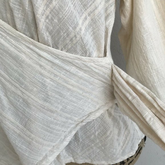 RD & Koko Wrap Top Ivory Long Sleeve Tie Waist - Picture 8 of 12